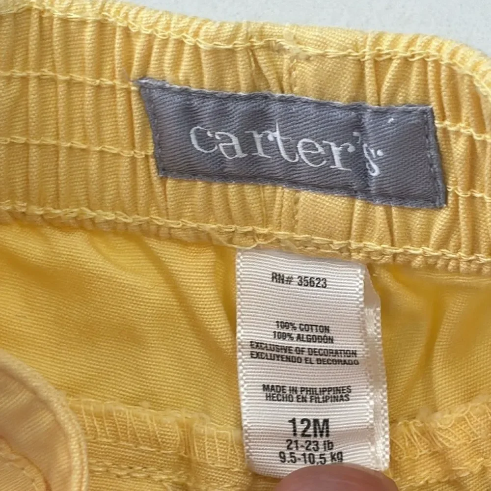 Carter’s Yellow Infant Baby Girls Casual Cuffed Summer Shorts Preppy Size 12M